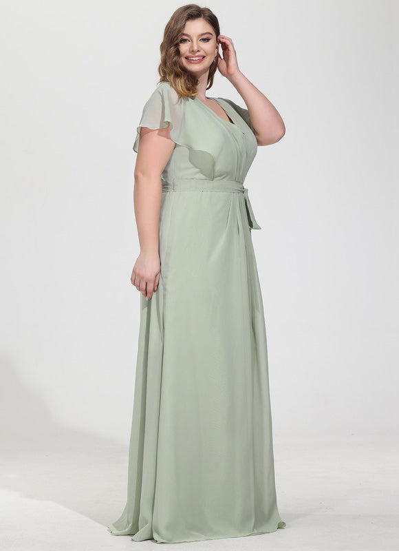 Robe Demoiselle D'Honneur À Volants Rose Pâle - gallery 9