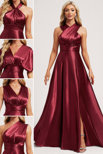 Robe Demoiselle D'Honneur Rouge Satiné Chic
