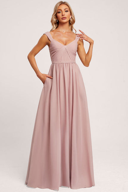 Robe Demoiselle D'Honneur Fluide Rose Doux - gallery 4