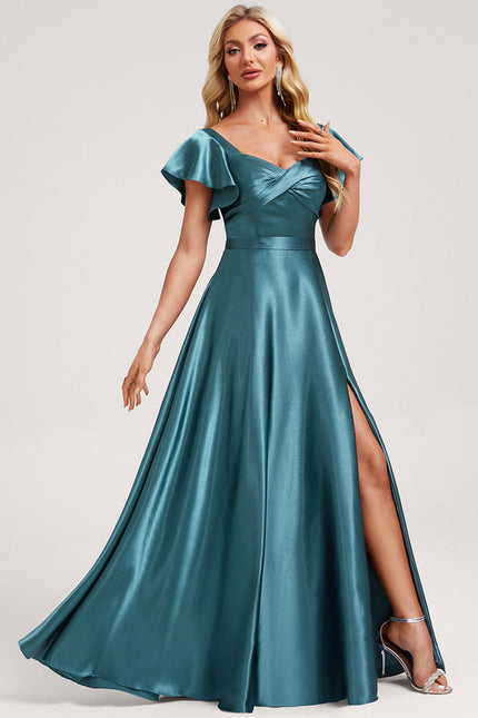 Robe Demoiselle D'Honneur Satin Vert Émeraude - gallery 1