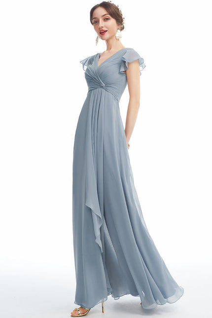 Robe Demoiselle D'Honneur À Volants Rose Pâle - gallery 3