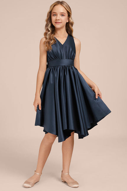 Robe Demoiselle D'Honneur Asymétrique Marine