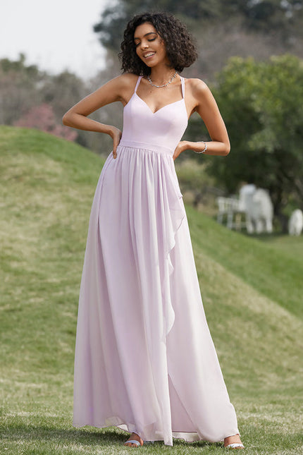 Robe Demoiselle D'Honneur Asymétrique Fluide - gallery 8