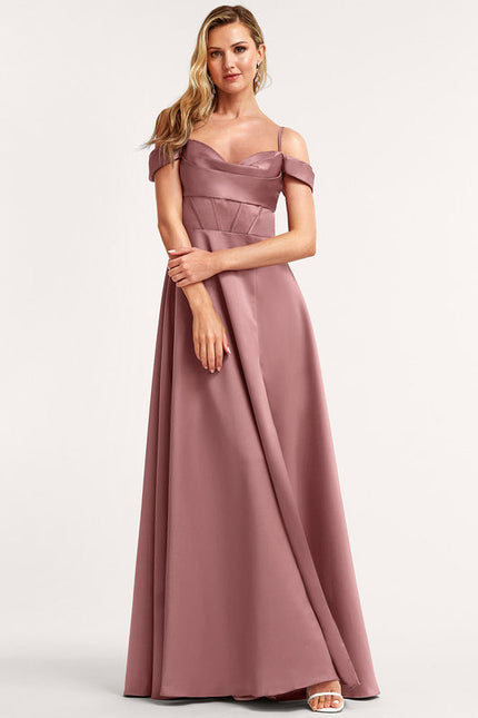 Robe Demoiselle D'Honneur Satinée Mauve - gallery 2