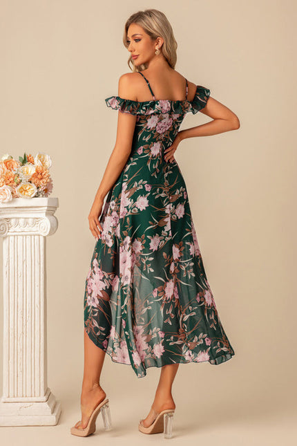 Robe Demoiselle D'Honneur Florale Évasée - gallery 5