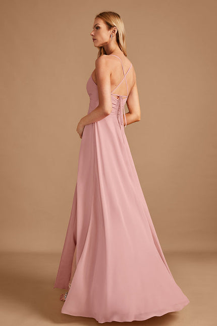 Robe Demoiselle D'Honneur Mousseline Beige - gallery 5