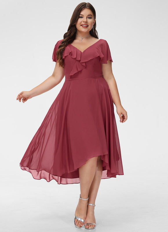 Robe Demoiselle D'Honneur Asymétrique Fluide - gallery 5