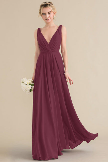 Robe Demoiselle D'Honneur Élégante Bordeaux