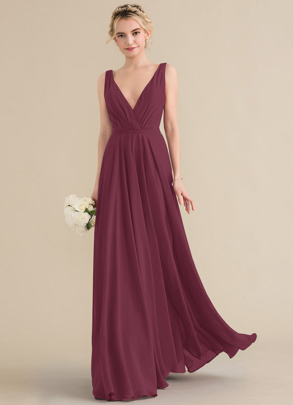 Robe Demoiselle D'Honneur Élégante Bordeaux