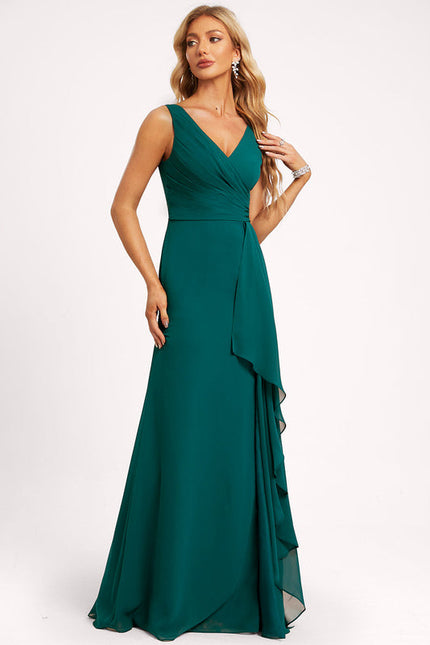 Robe Demoiselle D'Honneur À Volants Rose Pâle - gallery 2