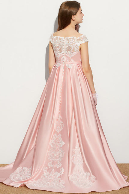 Robe Demoiselle D'Honneur Lueur Satinée Rosée