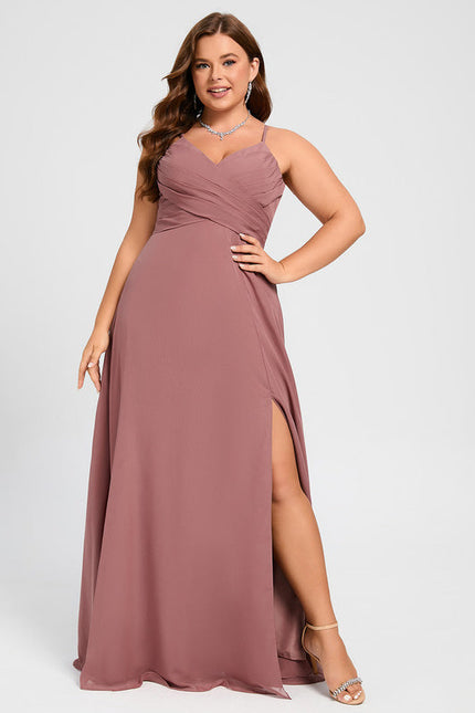 Robe Demoiselle D'Honneur Mousseline Beige - gallery 6