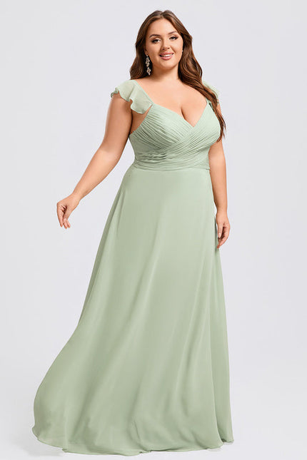 Robe Demoiselle D'Honneur À Volants Rose Pâle - gallery 9