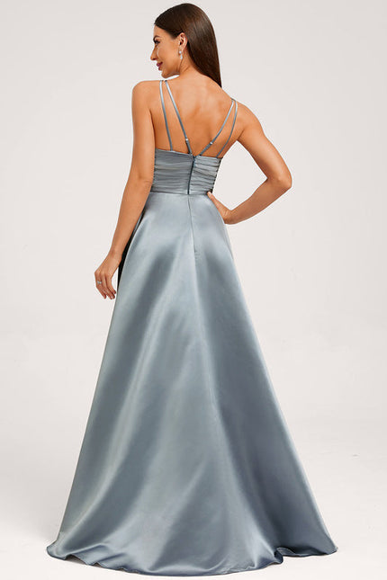 Robe Demoiselle D'Honneur Satin Bleu Acier - gallery 3