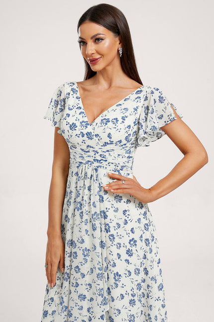 Robe Demoiselle D'Honneur À Volants Rose Pâle - gallery 1