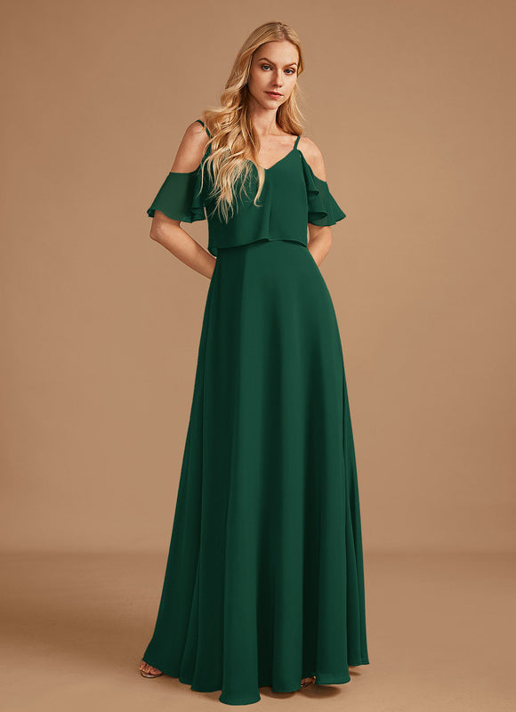 Robe Demoiselle D'Honneur À Volants Rose Pâle - gallery 3