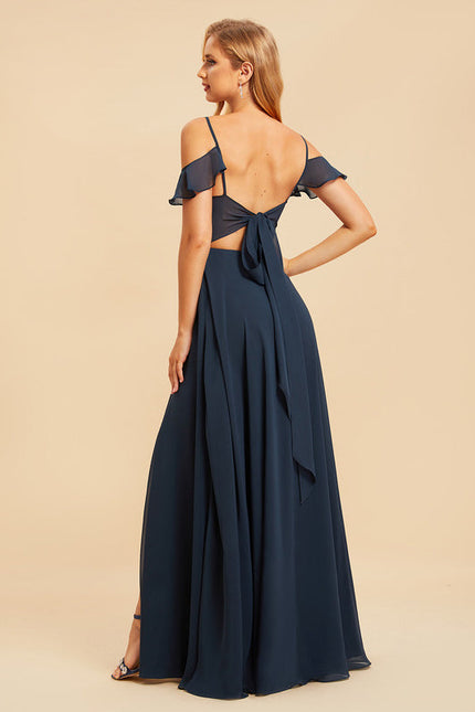 Robe Demoiselle D'Honneur Mousseline Beige - gallery 1