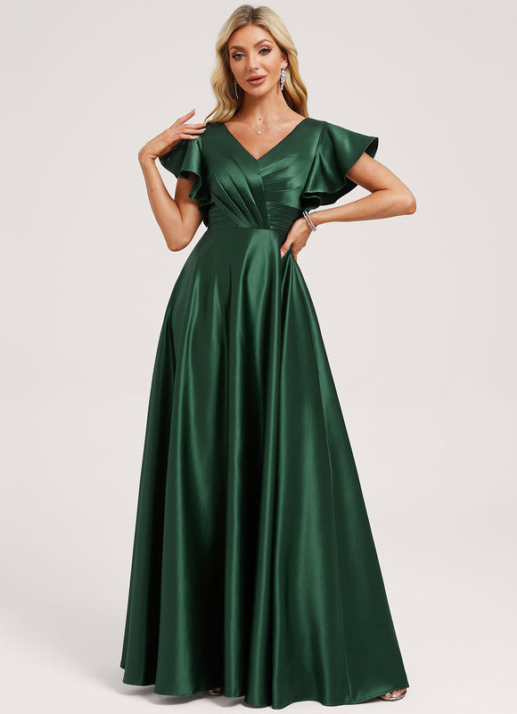 Robe Demoiselle D'Honneur Satin Vert Tendre