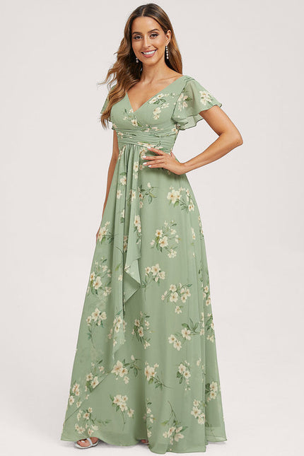 Robe Demoiselle D'Honneur À Volants Rose Pâle - gallery 2