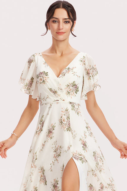 Robe Demoiselle D'Honneur Mousseline Beige - gallery 3