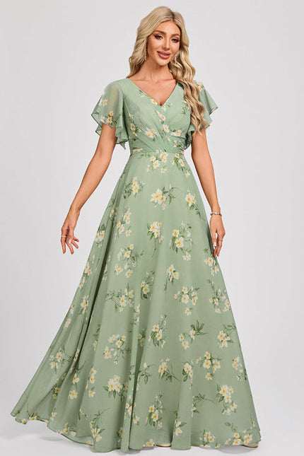 Robe Demoiselle D'Honneur À Volants Rose Pâle