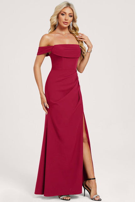 Robe Demoiselle D'Honneur Bordeaux Élégante - gallery 2