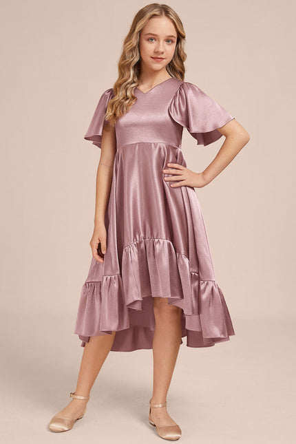 Robe Demoiselle D'Honneur Satin Ciel Ajustée - gallery 5