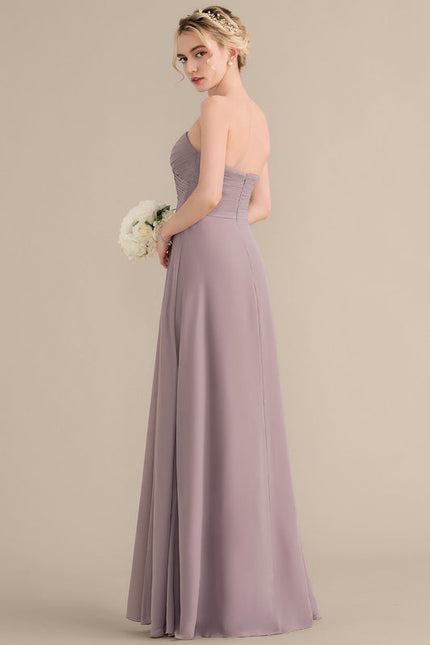 Robe Demoiselle D'Honneur Drapée Bordeaux - gallery 7