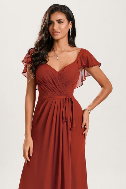 Robe Demoiselle D'Honneur À Volants Rose Pâle - gallery 2