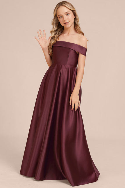 Robe Demoiselle D'Honneur Satin Prune Élégante - gallery 5