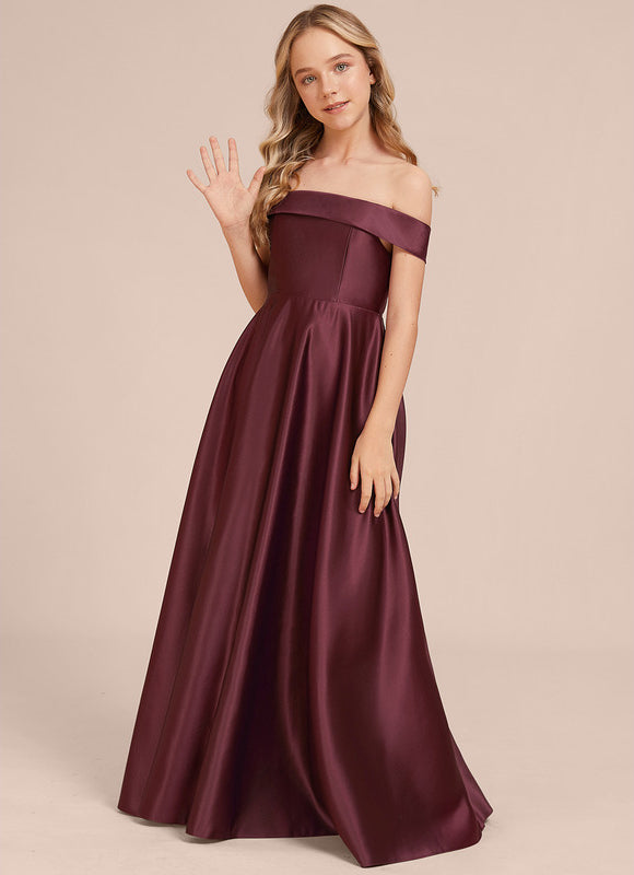 Robe Demoiselle D'Honneur Satin Prune Élégante - gallery 5