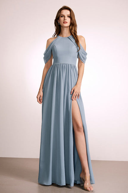 Robe Demoiselle D'Honneur Verte Lueur Flottante