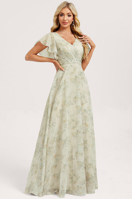 Robe Demoiselle D'Honneur À Volants Rose Pâle - gallery 2