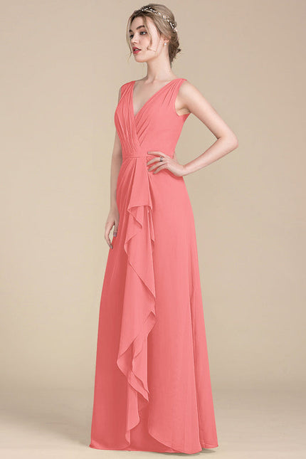 Robe Demoiselle D'Honneur À Volants Rose Pâle - gallery 6