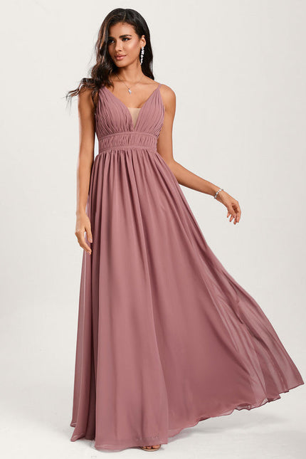 Robe Demoiselle D'Honneur À Volants Rose Pâle - gallery 5