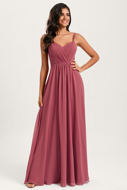 Robe Demoiselle D'Honneur À Volants Rose Pâle - gallery 2