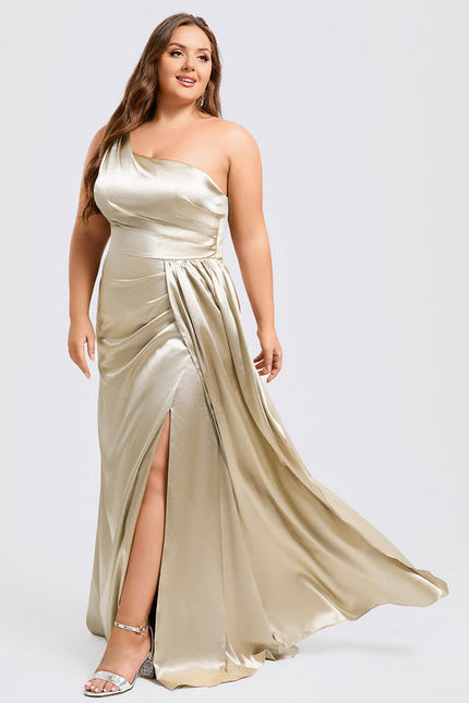 Robe Demoiselle D'Honneur Satinée Asymétrique Bleue - gallery 6