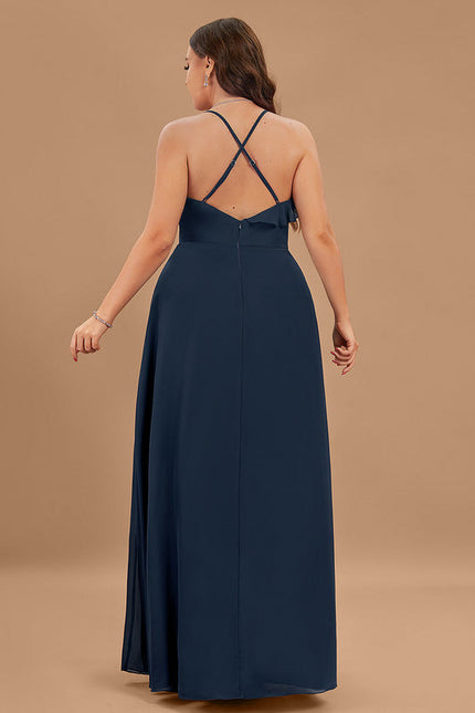 Robe Demoiselle D'Honneur Mousseline Beige - gallery 7