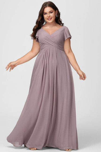 Robe Demoiselle D'Honneur À Volants Rose Pâle - gallery 7