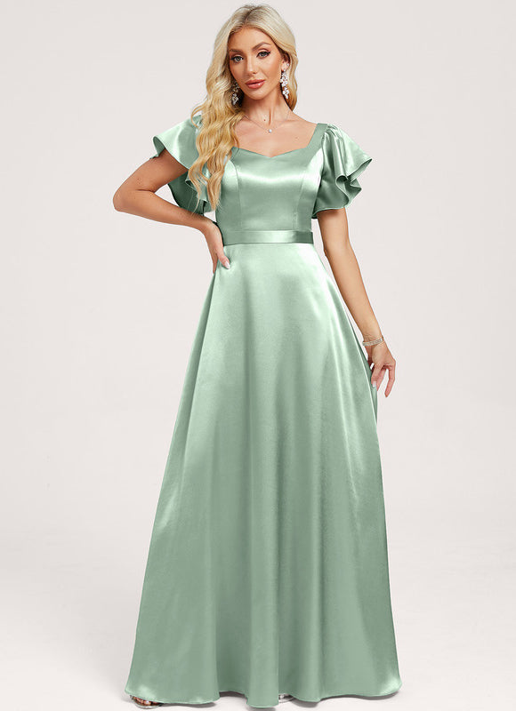 Robe Demoiselle D'Honneur Satin Vert Émeraude