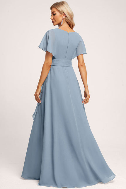 Robe Demoiselle D'Honneur À Volants Rose Pâle - gallery 1