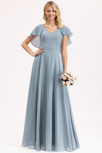 Robe Demoiselle D'Honneur À Volants Rose Pâle