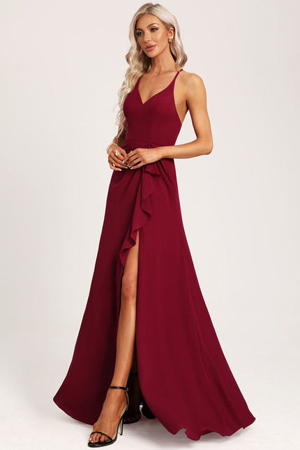 Robe Demoiselle D'Honneur Mousseline Beige - gallery 6