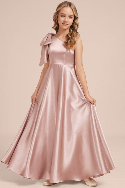 Robe Demoiselle D'Honneur Satinée Rose Élégante