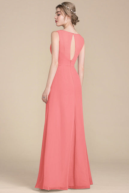 Robe Demoiselle D'Honneur À Volants Rose Pâle - gallery 4