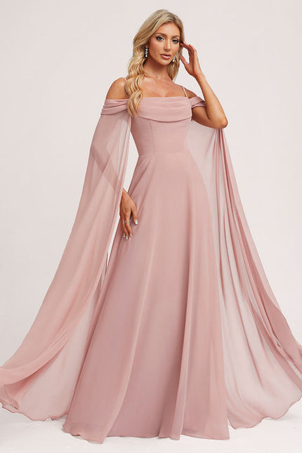 Robe Demoiselle D'Honneur Col Carré Flottante - gallery 5