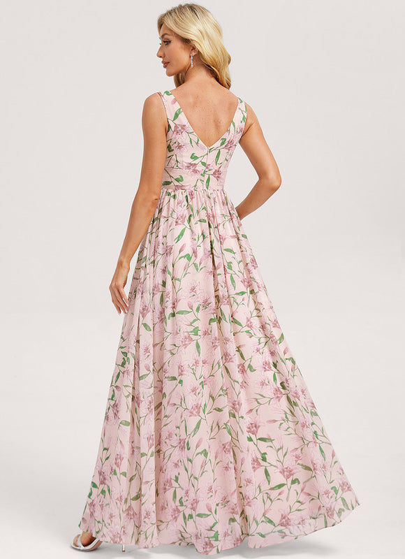 Robe Demoiselle D'Honneur Mousseline Beige - gallery 4