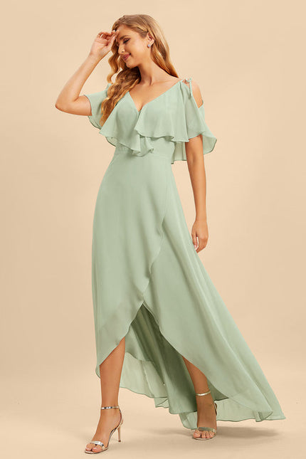 Robe Demoiselle D'Honneur Asymétrique Fluide - gallery 3