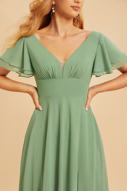 Robe Demoiselle D'Honneur À Volants Rose Pâle - gallery 5