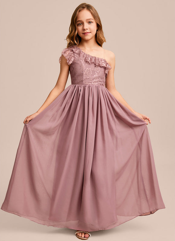 Robe Demoiselle D'Honneur Asymétrique Rose